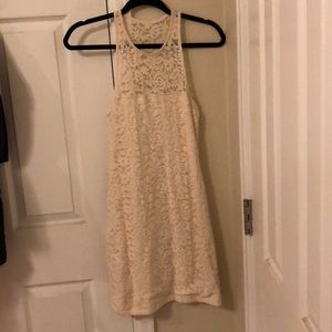 off white lace body con dress